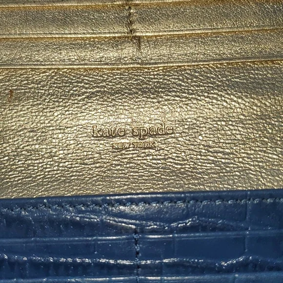 Kate Spade Navy Embossed Wallet Vintage Guc - Picture 4 of 16